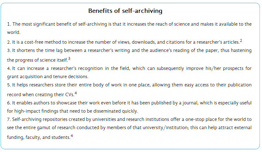 Benefits of Self-Archiving