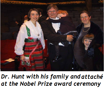 Tim Hunt, family, and attaché